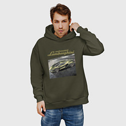 Толстовка оверсайз мужская Lamborghini Motorsport sketch, цвет: хаки — фото 2