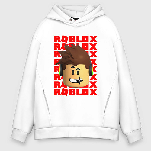 Мужское худи оверсайз ROBLOX RED LOGO LEGO FACE / Белый – фото 1