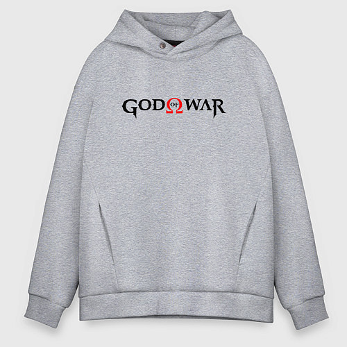 Мужское худи оверсайз GOD OF WAR LOGO BLACK RED / Меланж – фото 1