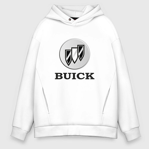 Мужское худи оверсайз Gray gradient Logo Buick / Белый – фото 1