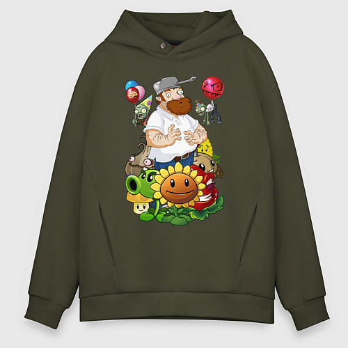 Мужское худи оверсайз Craaaaazy Dave / Хаки – фото 1