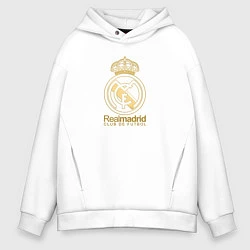 Толстовка оверсайз мужская Real Madrid gold logo, цвет: белый