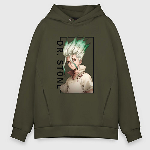 Мужское худи оверсайз Доктор Стоун Сенку Ишигами / Хаки – фото 1