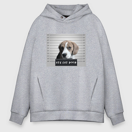 Мужское худи оверсайз Бигль шалун / Меланж – фото 1