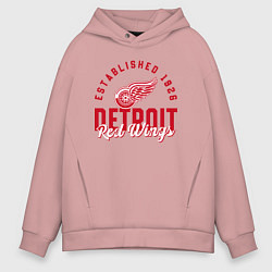 Толстовка оверсайз мужская Detroit Red Wings Детройт Ред Вингз, цвет: пыльно-розовый