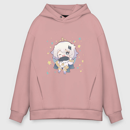Мужское худи оверсайз Чиби Паймон / Пыльно-розовый – фото 1