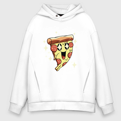 Мужское худи оверсайз CUTE PIZZA / Белый – фото 1