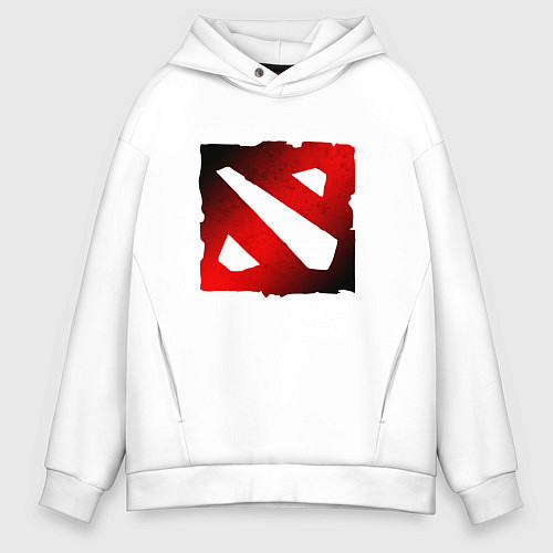 Мужское худи оверсайз ЧЁРНО КРАСНОЕ ЛОГО ДОТА 2 DOTA 2 LOGO / Белый – фото 1