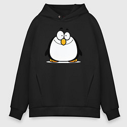 Толстовка оверсайз мужская Глазастый пингвин, цвет: черный