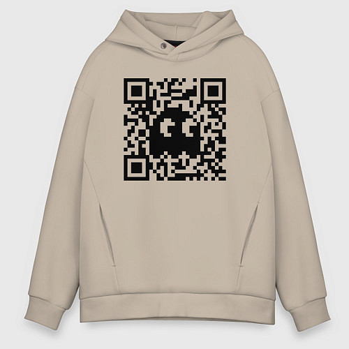 Мужское худи оверсайз QR-Ghost / Миндальный – фото 1