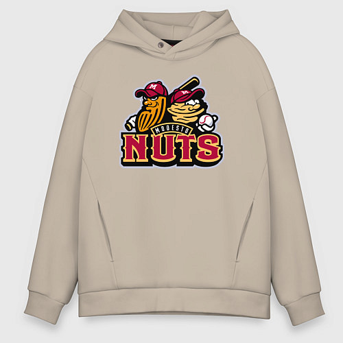 Мужское худи оверсайз Modesto Nuts -baseball team / Миндальный – фото 1