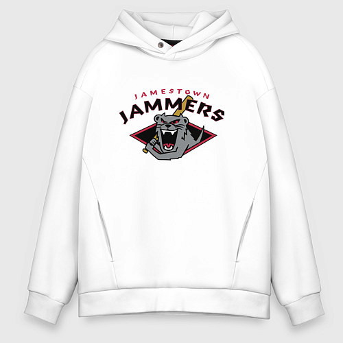 Мужское худи оверсайз Jamestown Jammers - baseball team / Белый – фото 1