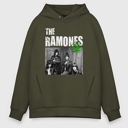 Мужское худи оверсайз The Ramones Рамоунз / Хаки – фото 1