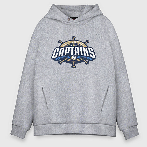 Мужское худи оверсайз Lake County Captains - baseball team / Меланж – фото 1