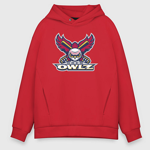 Мужское худи оверсайз Orem Owlz - baseball team / Красный – фото 1