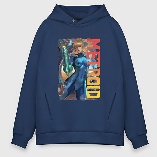 Мужское худи оверсайз Аран Metriod / Тёмно-синий – фото 1