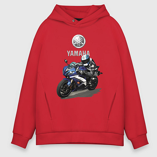 Мужское худи оверсайз YAMAHA - legendary racing team! / Красный – фото 1