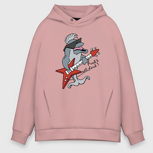 Мужское худи оверсайз Punks not dead! / Пыльно-розовый – фото 1