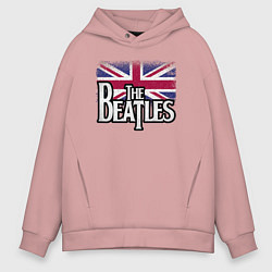 Толстовка оверсайз мужская The Beatles Great Britain Битлз, цвет: пыльно-розовый