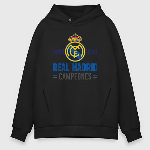Мужское худи оверсайз Real Madrid Реал Мадрид / Черный – фото 1