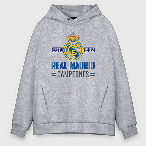 Мужское худи оверсайз Real Madrid Реал Мадрид / Меланж – фото 1