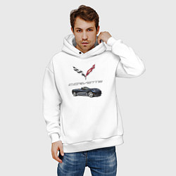 Толстовка оверсайз мужская Chevrolet Corvette, цвет: белый — фото 2