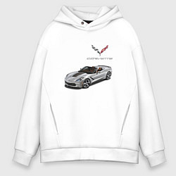 Толстовка оверсайз мужская Chevrolet Corvette - Racing team, цвет: белый