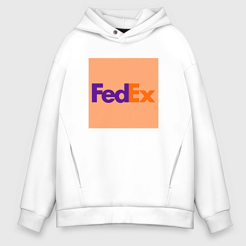 Мужское худи оверсайз Fed Ex / Белый – фото 1