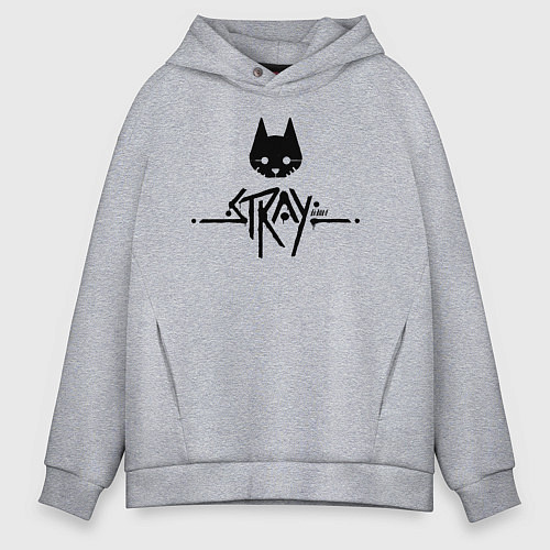 Мужское худи оверсайз Stray: Black Logo / Меланж – фото 1