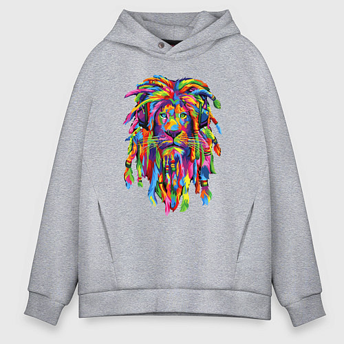 Мужское худи оверсайз Lion dreaD / Меланж – фото 1