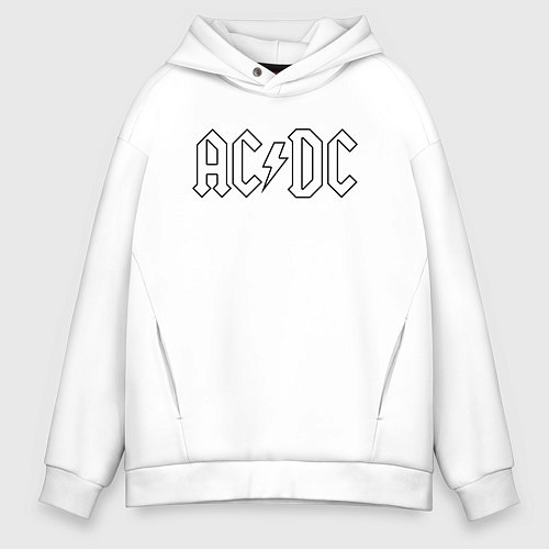 Мужское худи оверсайз ACDC Logo Молния / Белый – фото 1