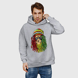 Толстовка оверсайз мужская Rasta lioN, цвет: меланж — фото 2
