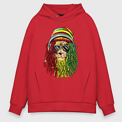 Толстовка оверсайз мужская Rasta lioN, цвет: красный