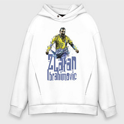 Толстовка оверсайз мужская Zlatan Ibrahimovich - Milan цвета белый — фото 1