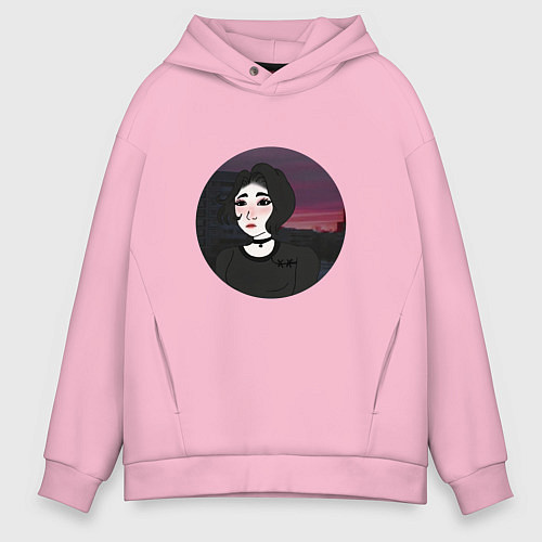 Мужское худи оверсайз Doomer Girl / Светло-розовый – фото 1