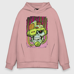 Толстовка оверсайз мужская Cyber skull 2022, цвет: пыльно-розовый
