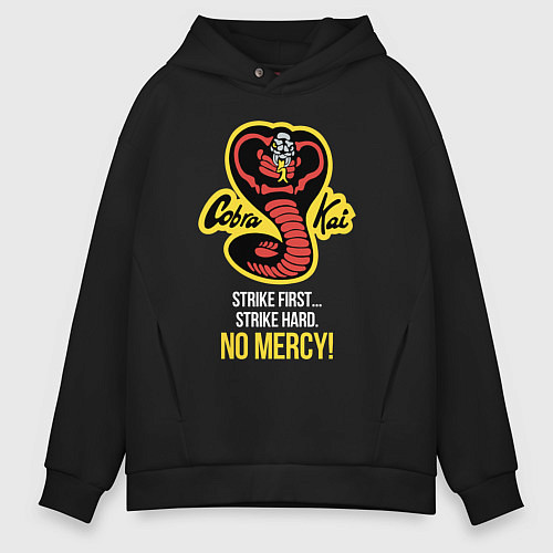 Мужское худи оверсайз Cobra Kai No mercy! / Черный – фото 1