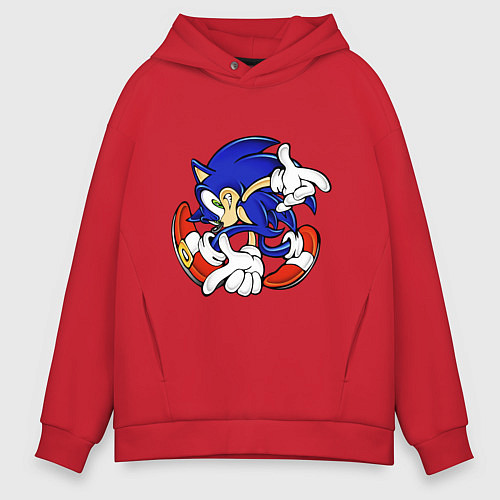 Мужское худи оверсайз Blue Hedgehog / Красный – фото 1