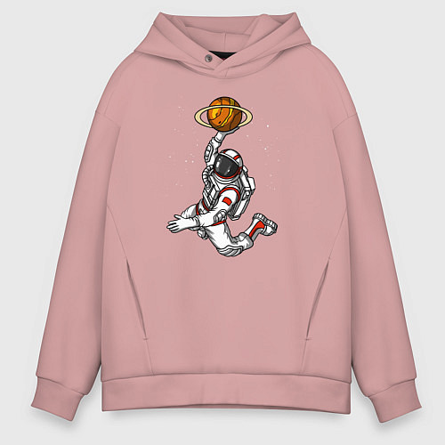 Мужское худи оверсайз Космический баскетболист / Пыльно-розовый – фото 1