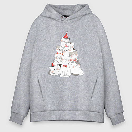 Мужское худи оверсайз КОТОЁЛКА новый год / Меланж – фото 1