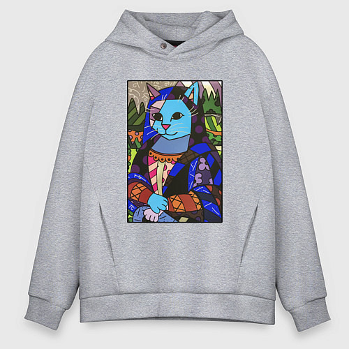 Мужское худи оверсайз Ромеро Бритто Mona Cat / Меланж – фото 1