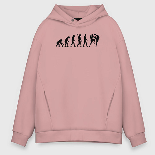 Мужское худи оверсайз Эволюция Муай Тай / Пыльно-розовый – фото 1
