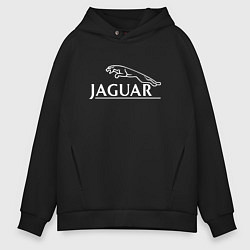 Толстовка оверсайз мужская Jaguar, Ягуар Логотип, цвет: черный