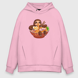 Мужское худи оверсайз Cute Sloth Ramen Noodles