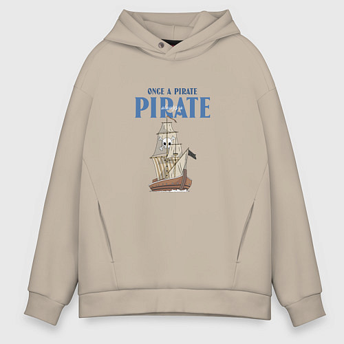 Мужское худи оверсайз Once a pirate always a pirate / Миндальный – фото 1