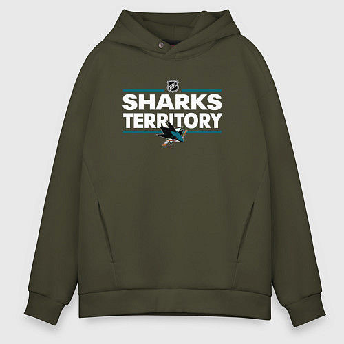 Мужское худи оверсайз SHARKS TERRITORY САН-ХОСЕ ШАРКС / Хаки – фото 1