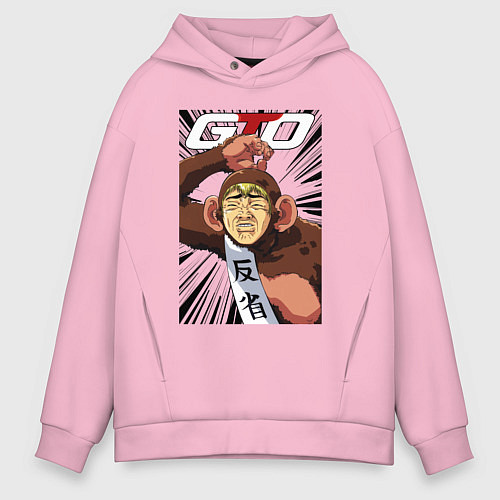Мужское худи оверсайз Onizuka gorilla / Светло-розовый – фото 1