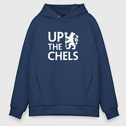 Толстовка оверсайз мужская UP THE CHELS, Челси, Chelsea, цвет: тёмно-синий