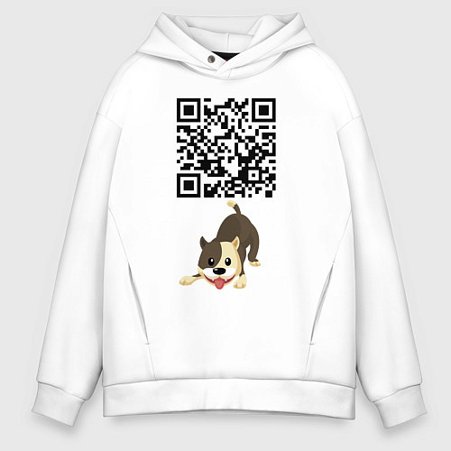 Мужское худи оверсайз Я люблю тебя! QR-code! / Белый – фото 1