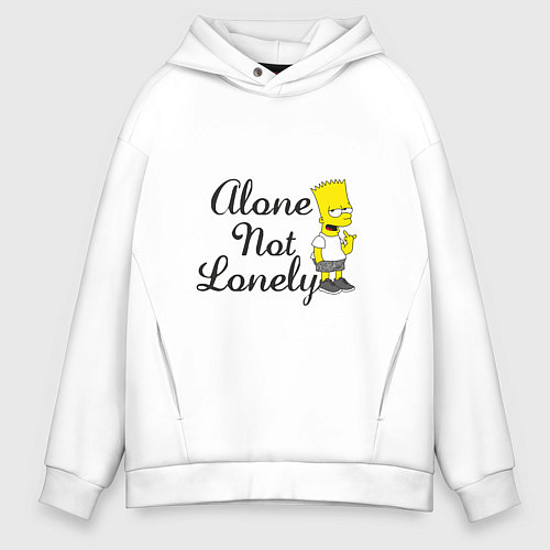 Мужское худи оверсайз Alone not lonely Барт / Белый – фото 1